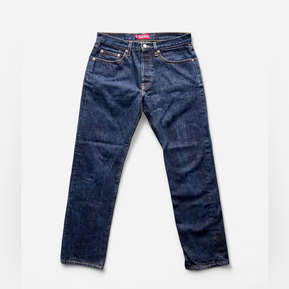 Supreme rigid selvedge denim jeans button fly closure slim fit men’s 32